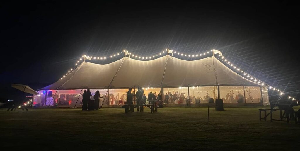 Beautiful and atmospheric shot of a Celeste Marquee at Night